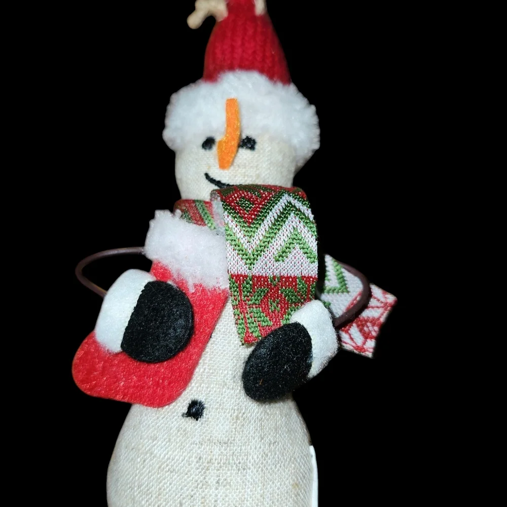Target set of 3 snowmen ornaments 2022 cotton,flannel,knit.Wire arms
